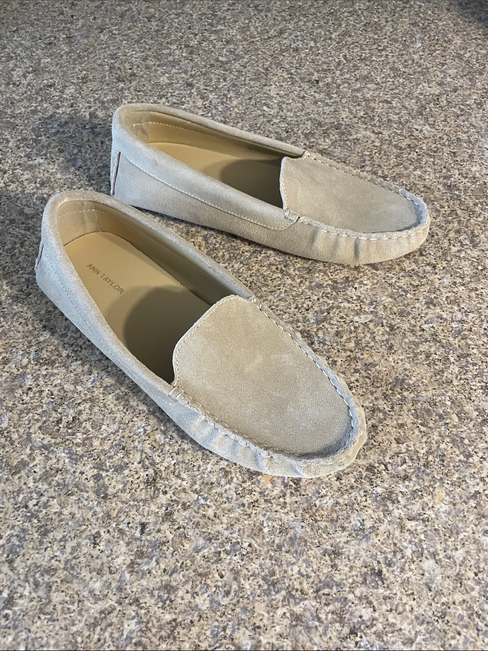 Ann Taylor Suede Driving Moccasins In Cappuccino Tan